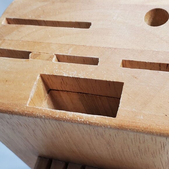 Cuisinart Natural Wood Knife Block 12-Slot Design Brushed Metal Logo BLOCK ONLY - Picture 8 of 10